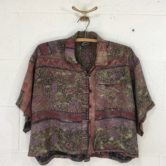 Vintage 80's Chinese-inspired Crop Top - Picture 6 of 8